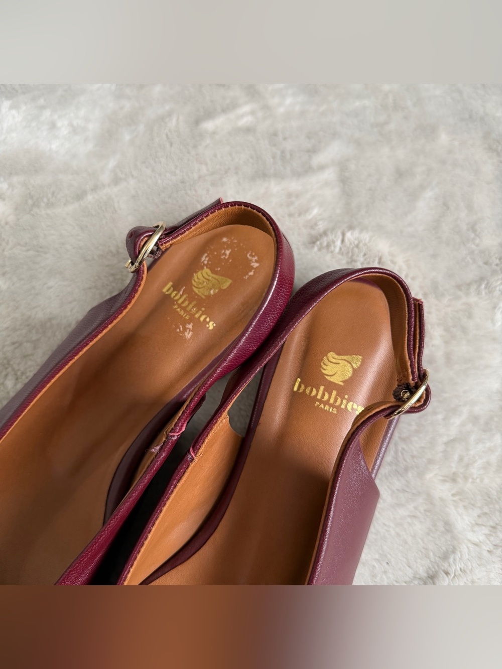Bobbies Paris Anouk Square Toe Ballet Flats In Garnet Wimen’s Size 39 - Picture 7 of 10